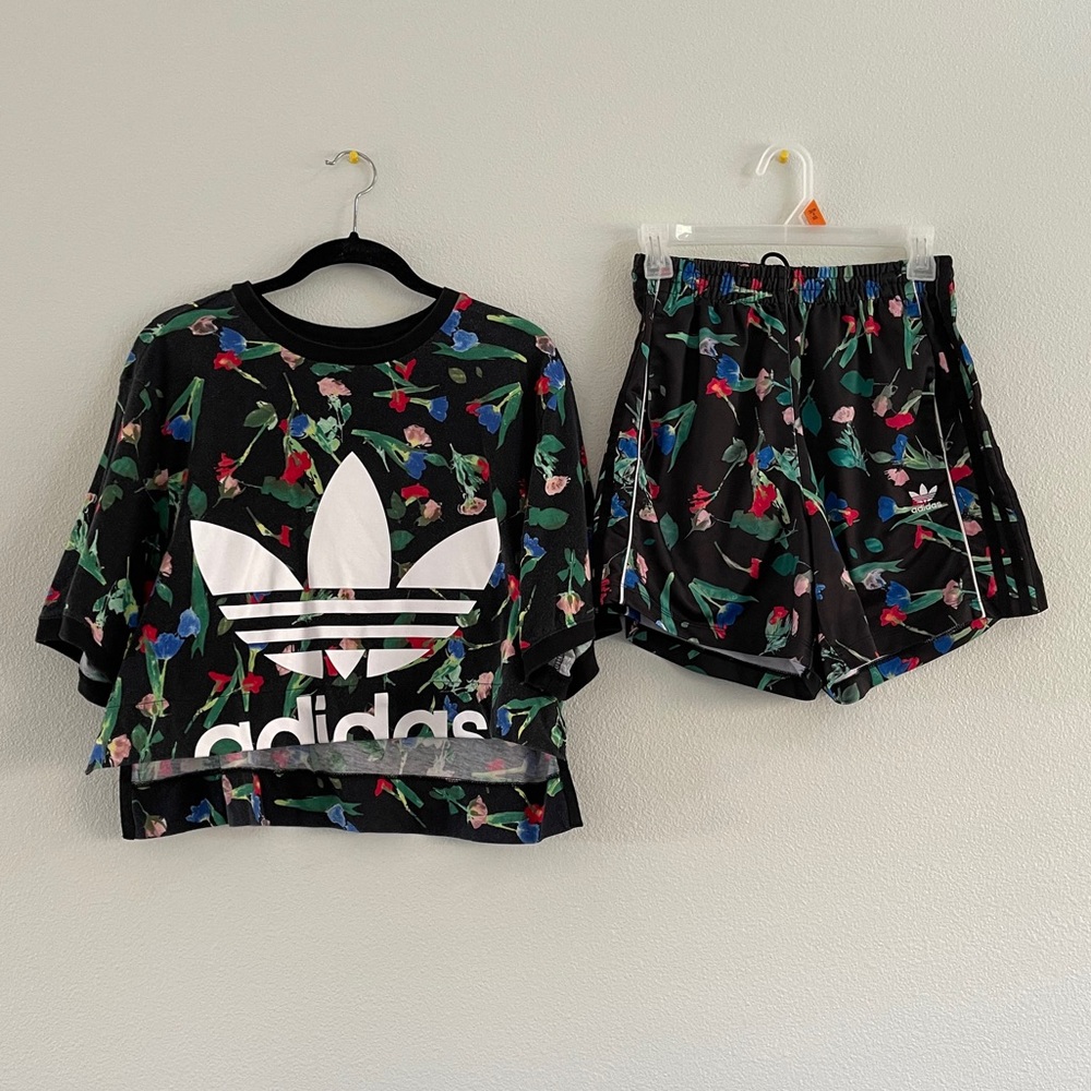 Adidas two piece shorts and t shirt